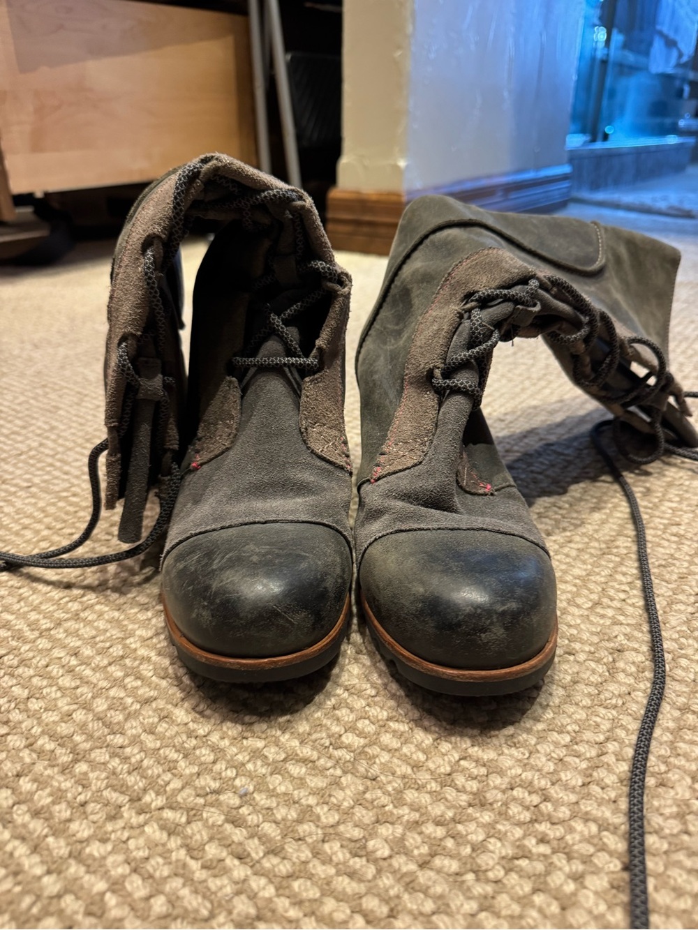 Women's Lace-Up Mid-Calf Boot in Dark Olive - Picture 2 of 3